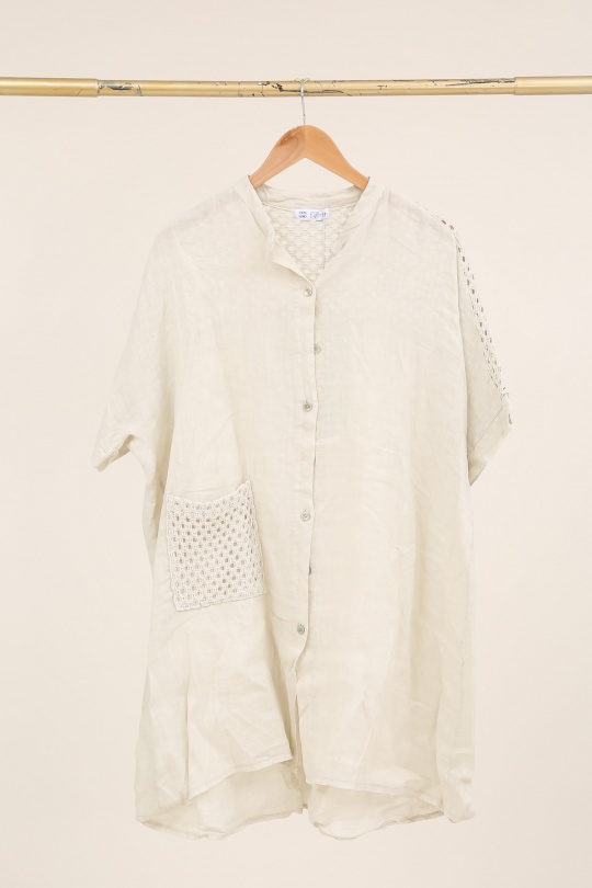 Chemises Femme Camel LA MAISON DES FIBRES NATURELLES 26353 TUNIQUE BOUTONÉE EN LIN Efashion Paris