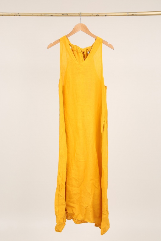Robes longues Femme Kaki LA MAISON DES FIBRES NATURELLES 26000 ROBE LONGUE EN LIN UNI Efashion Paris