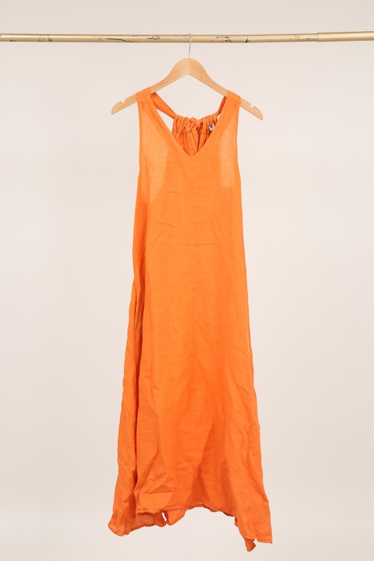 Robes longues Femme Kaki LA MAISON DES FIBRES NATURELLES 26000 ROBE LONGUE EN LIN UNI Efashion Paris