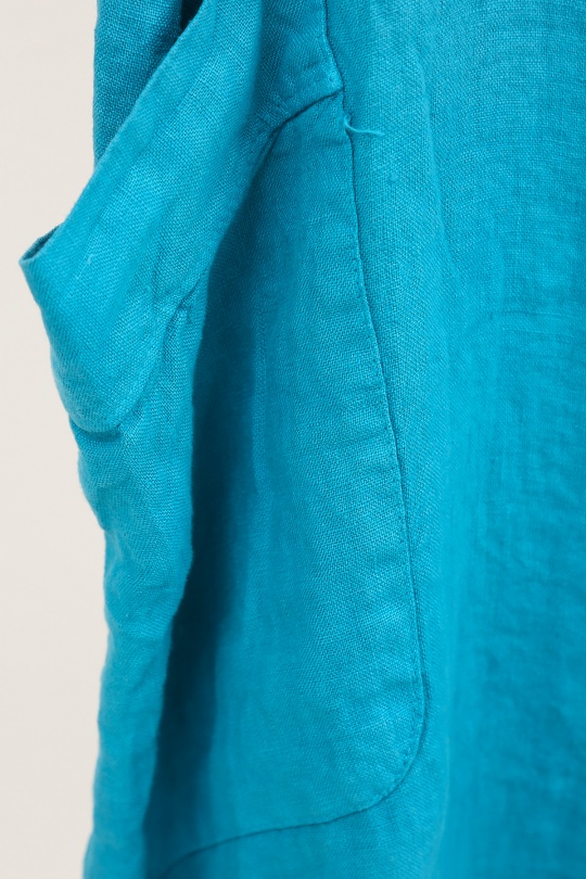 Robes mi-longues Femme Bleu canard LA MAISON DES FIBRES NATURELLES 28132 ROBE MI LONGUE EN LIN Efashion Paris