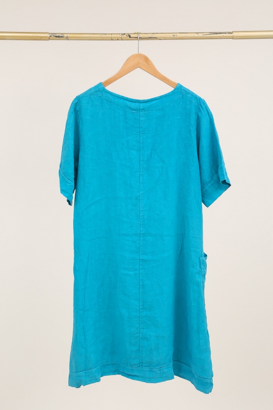 Robes mi-longues Femme Bleu canard LA MAISON DES FIBRES NATURELLES 28132 ROBE MI LONGUE EN LIN Efashion Paris