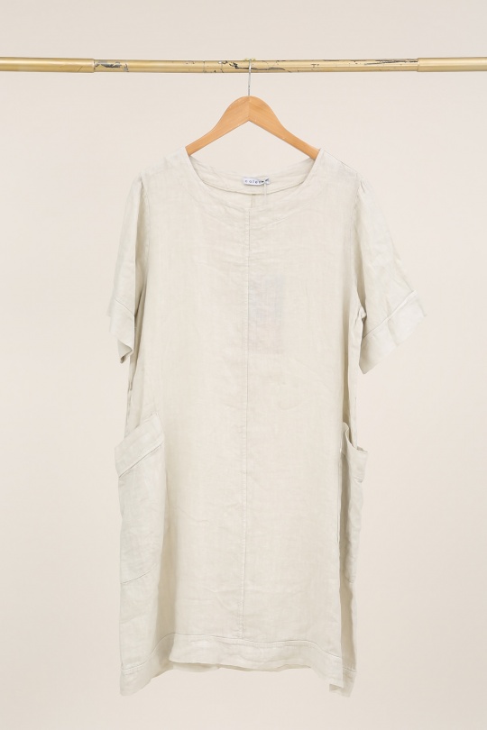 Robes mi-longues Femme Bleu canard LA MAISON DES FIBRES NATURELLES 28132 ROBE MI LONGUE EN LIN Efashion Paris