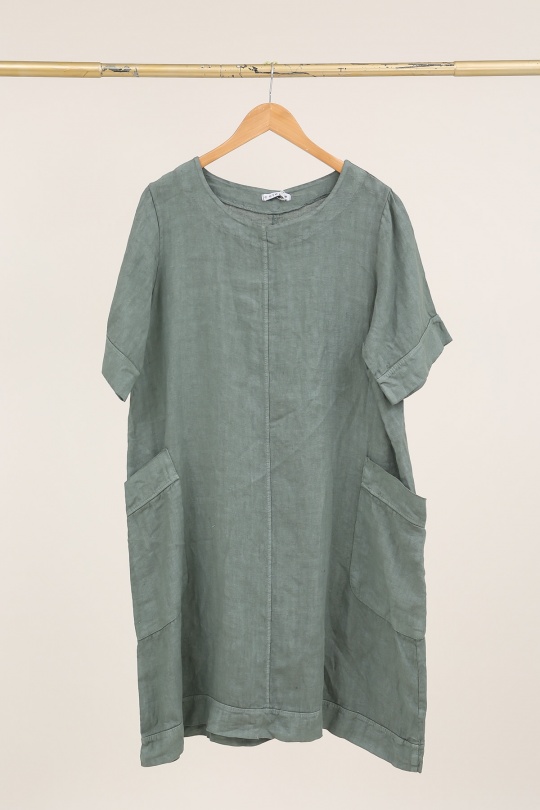 Robes mi-longues Femme Bleu canard LA MAISON DES FIBRES NATURELLES 28132 ROBE MI LONGUE EN LIN Efashion Paris