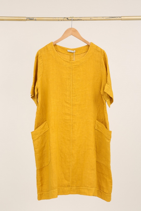 Robes mi-longues Femme Bleu canard LA MAISON DES FIBRES NATURELLES 28132 ROBE MI LONGUE EN LIN Efashion Paris