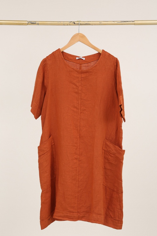 Robes mi-longues Femme Bleu canard LA MAISON DES FIBRES NATURELLES 28132 ROBE MI LONGUE EN LIN Efashion Paris