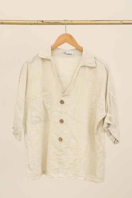 Blouses Femme Céladon LA MAISON DES FIBRES NATURELLES 8137 CHEMISE COL V Efashion Paris