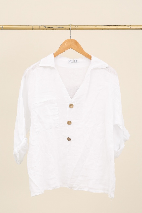 Blouses Femme Céladon LA MAISON DES FIBRES NATURELLES 8137 CHEMISE COL V Efashion Paris