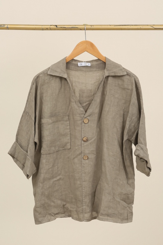 Blouses Femme Céladon LA MAISON DES FIBRES NATURELLES 8137 CHEMISE COL V Efashion Paris