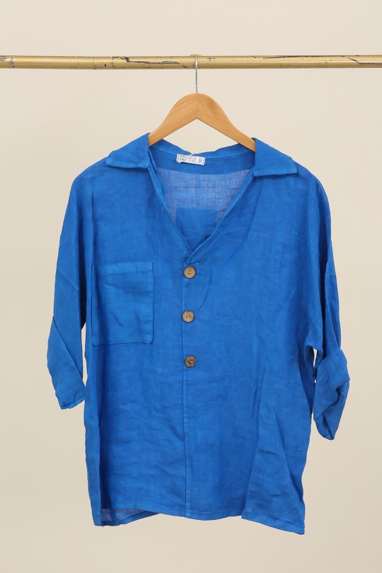 Blouses Femme Céladon LA MAISON DES FIBRES NATURELLES 8137 CHEMISE COL V Efashion Paris