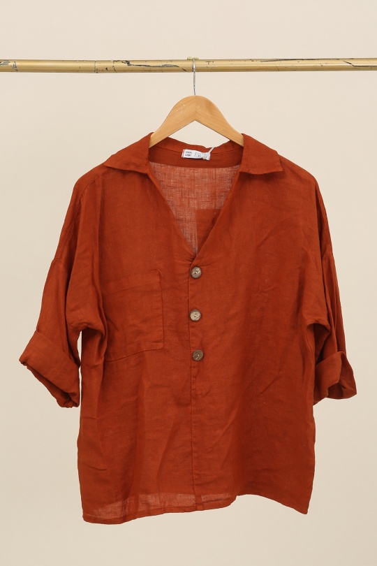 Blouses Femme Céladon LA MAISON DES FIBRES NATURELLES 8137 CHEMISE COL V Efashion Paris