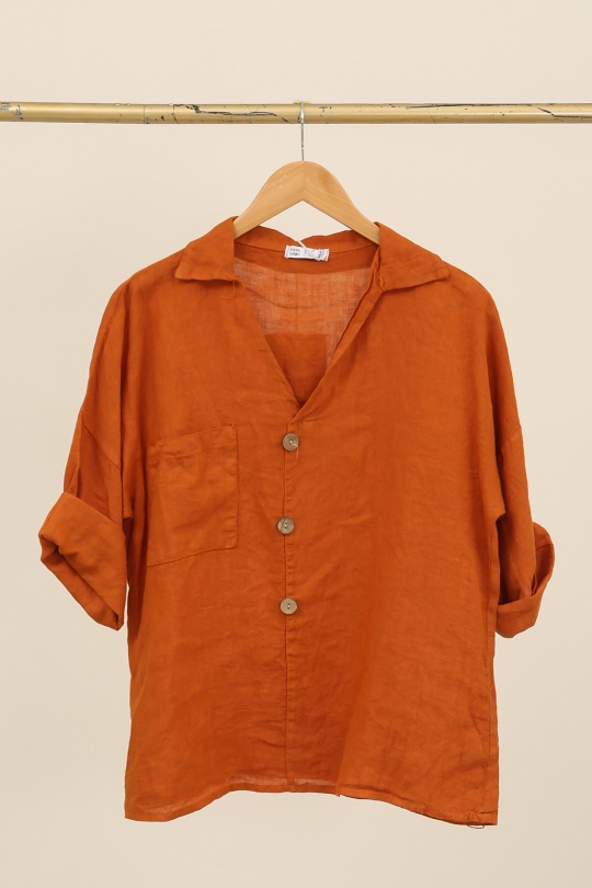 Blouses Femme Céladon LA MAISON DES FIBRES NATURELLES 8137 CHEMISE COL V Efashion Paris