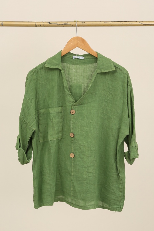 Blouses Femme Céladon LA MAISON DES FIBRES NATURELLES 8137 CHEMISE COL V Efashion Paris