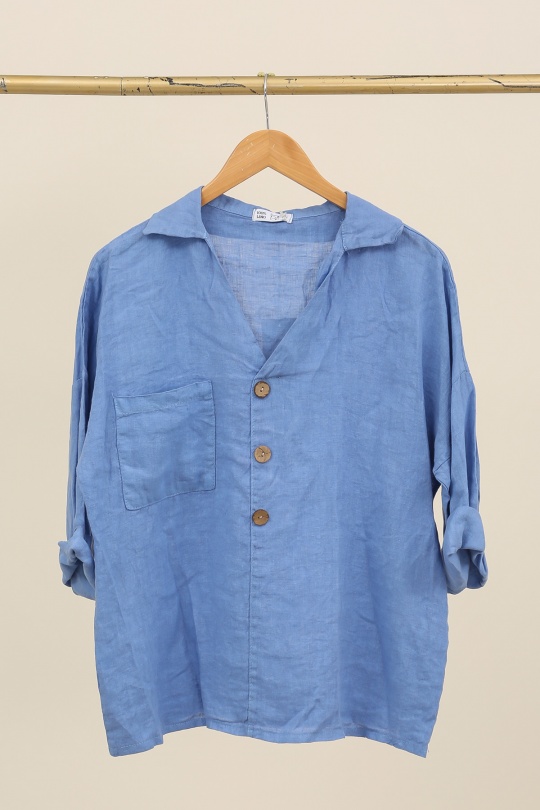 Blouses Femme Céladon LA MAISON DES FIBRES NATURELLES 8137 CHEMISE COL V Efashion Paris