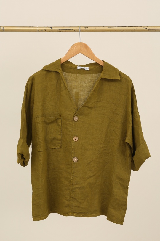 Blouses Femme Céladon LA MAISON DES FIBRES NATURELLES 8137 CHEMISE COL V Efashion Paris