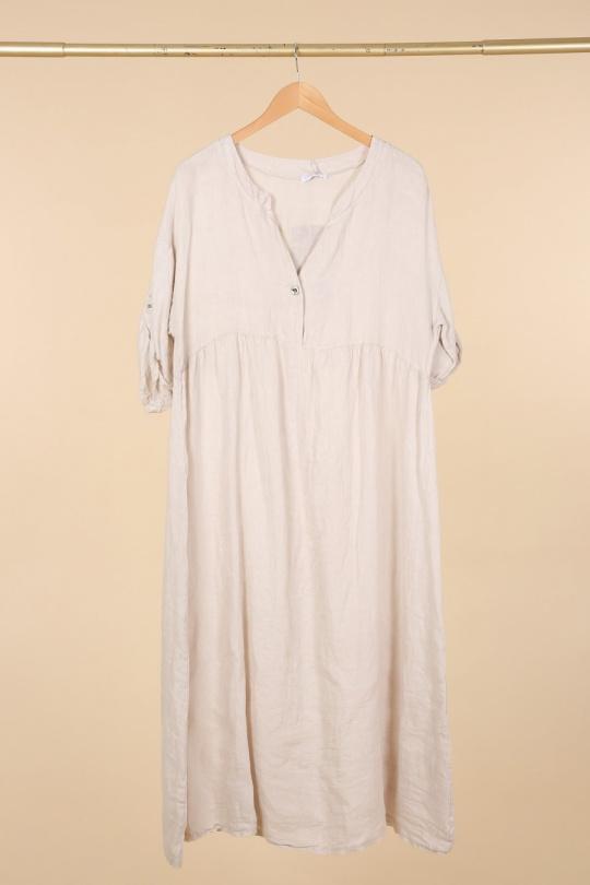 Robes longues Femme Orange LA MAISON DES FIBRES NATURELLES 1701 ROBE DROITE EN LIN Efashion Paris