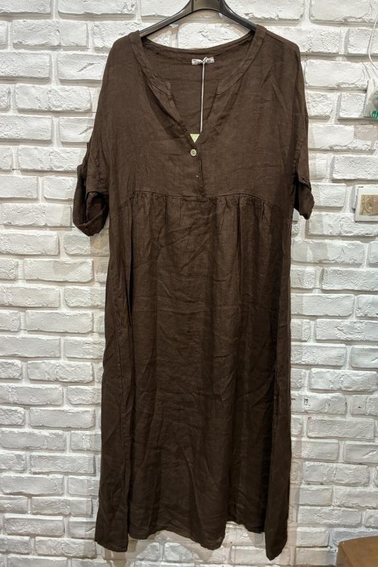 Robes longues Femme Orange LA MAISON DES FIBRES NATURELLES 1701 ROBE DROITE EN LIN Efashion Paris