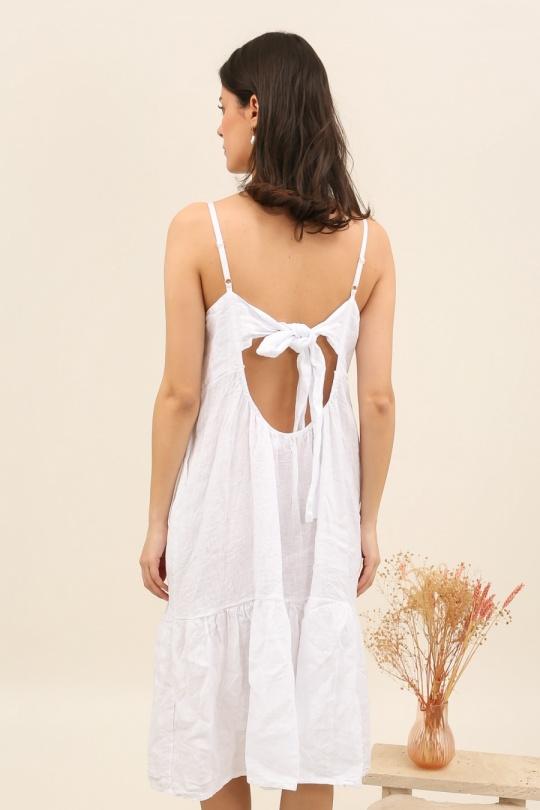 Robes mi-longues Femme Blanc LA MAISON DES FIBRES NATURELLES 27172 ROBE À BRETELLES Efashion Paris