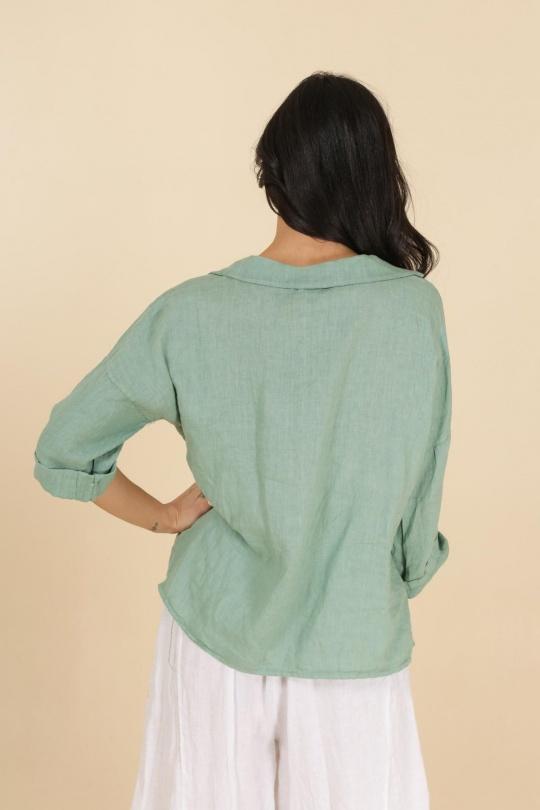 Blouses Femme Céladon LA MAISON DES FIBRES NATURELLES 8137 CHEMISE COL V Efashion Paris