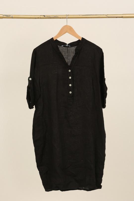 Robes mi-longues Femme Taupe LA MAISON DES FIBRES NATURELLES 71138 ROBE BOUTONNÉE EN LIN Efashion Paris