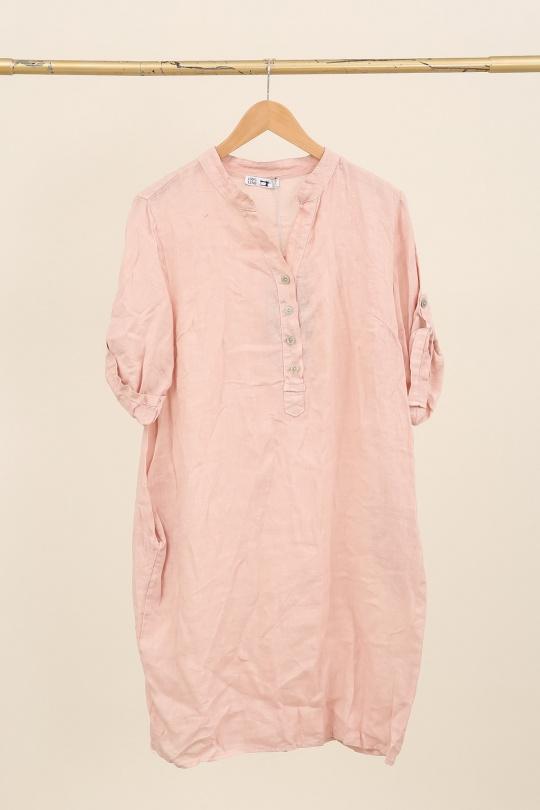 Robes mi-longues Femme Taupe LA MAISON DES FIBRES NATURELLES 71138 ROBE BOUTONNÉE EN LIN Efashion Paris