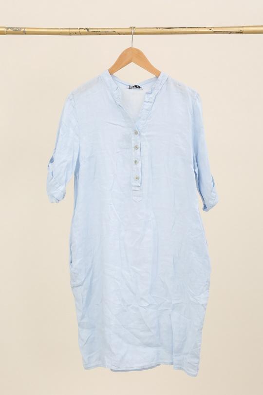 Robes mi-longues Femme Taupe LA MAISON DES FIBRES NATURELLES 71138 ROBE BOUTONNÉE EN LIN Efashion Paris