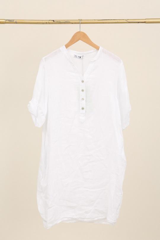 Robes mi-longues Femme Taupe LA MAISON DES FIBRES NATURELLES 71138 ROBE BOUTONNÉE EN LIN Efashion Paris