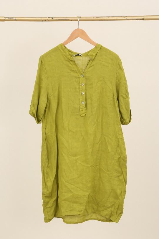 Robes mi-longues Femme Taupe LA MAISON DES FIBRES NATURELLES 71138 ROBE BOUTONNÉE EN LIN Efashion Paris