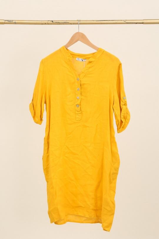 Robes mi-longues Femme Taupe LA MAISON DES FIBRES NATURELLES 71138 ROBE BOUTONNÉE EN LIN Efashion Paris