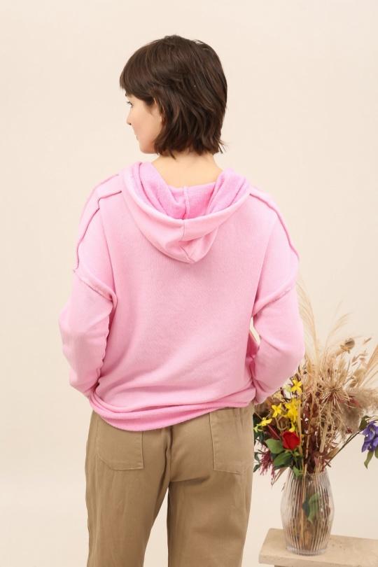 Sweats Femme Rose bonbon LA MAISON DES FIBRES NATURELLES VESTE A CAPUCHE Efashion Paris