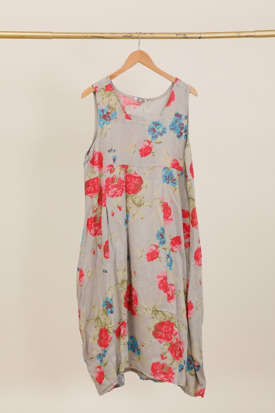 Robes longues Femme Fuschia LA MAISON DES FIBRES NATURELLES 9118 Robe en lin à fleurs sans manches Efashion Paris