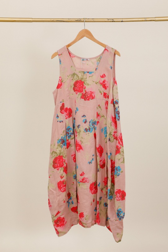 Robes longues Femme Fuschia LA MAISON DES FIBRES NATURELLES 9118 Robe en lin à fleurs sans manches Efashion Paris