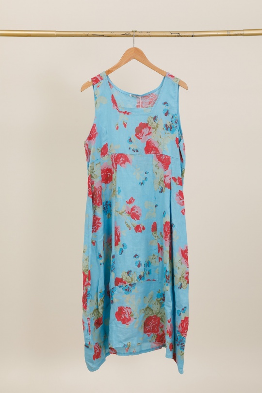 Robes longues Femme Fuschia LA MAISON DES FIBRES NATURELLES 9118 Robe en lin à fleurs sans manches Efashion Paris