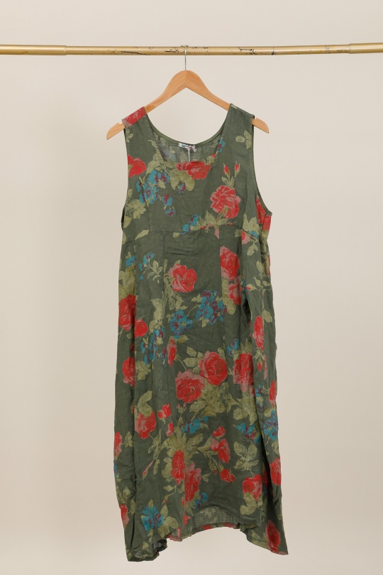 Robes longues Femme Fuschia LA MAISON DES FIBRES NATURELLES 9118 Robe en lin à fleurs sans manches Efashion Paris