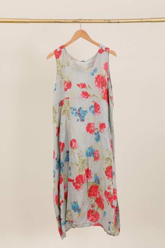 Robes longues Femme Fuschia LA MAISON DES FIBRES NATURELLES 9118 Robe en lin à fleurs sans manches Efashion Paris