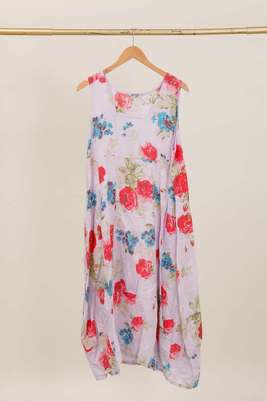 Robes longues Femme Fuschia LA MAISON DES FIBRES NATURELLES 9118 Robe en lin à fleurs sans manches Efashion Paris