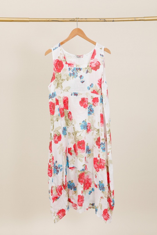 Robes longues Femme Fuschia LA MAISON DES FIBRES NATURELLES 9118 Robe en lin à fleurs sans manches Efashion Paris