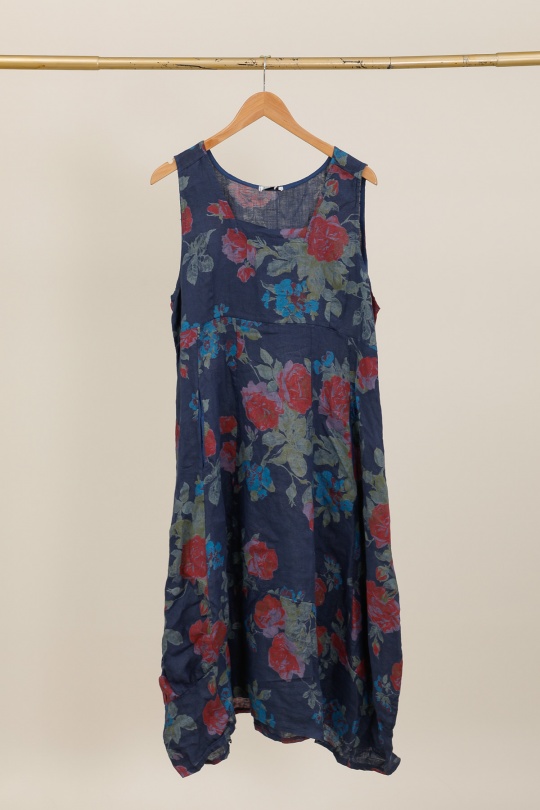 Robes longues Femme Fuschia LA MAISON DES FIBRES NATURELLES 9118 Robe en lin à fleurs sans manches Efashion Paris