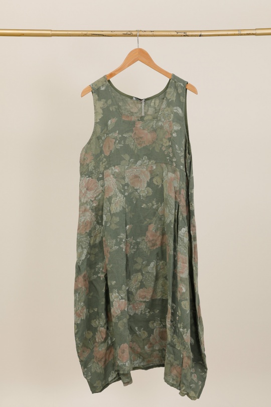 Robes longues Femme Marine LA MAISON DES FIBRES NATURELLES 9118F Robe en lin à fleurs sans manches Efashion Paris