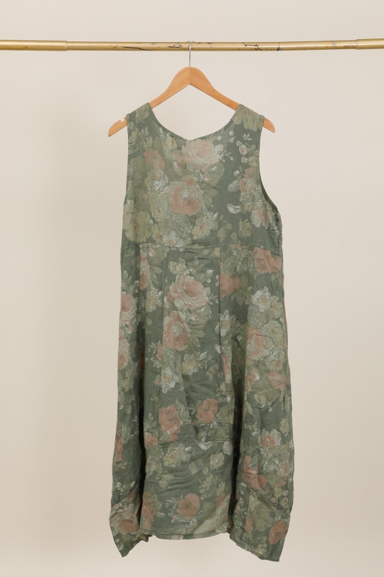 Robes longues Femme Marine LA MAISON DES FIBRES NATURELLES 9118F Robe en lin à fleurs sans manches Efashion Paris