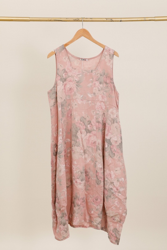 Robes longues Femme Marine LA MAISON DES FIBRES NATURELLES 9118F Robe en lin à fleurs sans manches Efashion Paris