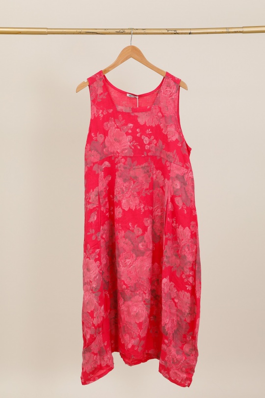 Robes longues Femme Marine LA MAISON DES FIBRES NATURELLES 9118F Robe en lin à fleurs sans manches Efashion Paris