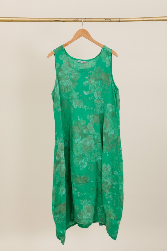 Robes longues Femme Marine LA MAISON DES FIBRES NATURELLES 9118F Robe en lin à fleurs sans manches Efashion Paris