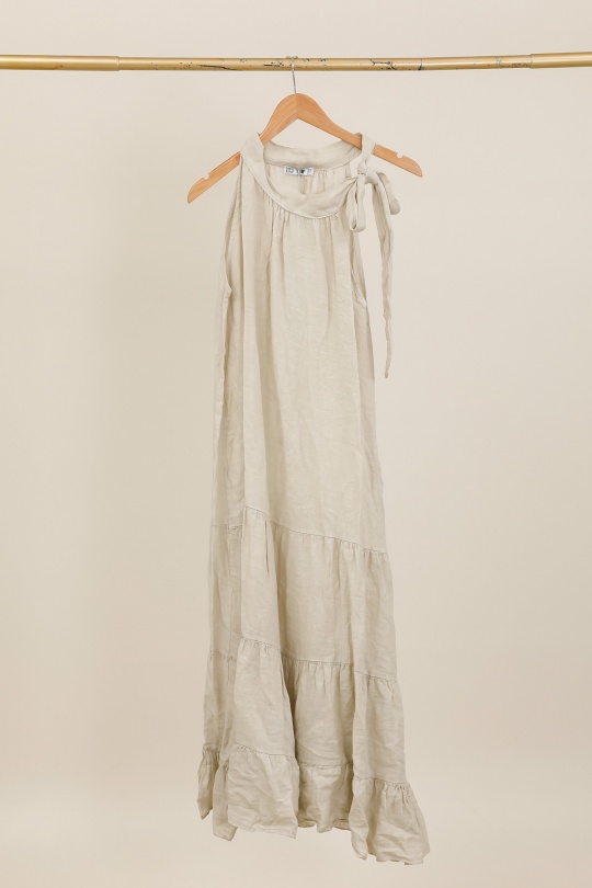 Robes longues Femme Kaki LA MAISON DES FIBRES NATURELLES 72319 ROBE EN LIN SANS MANCHES Efashion Paris