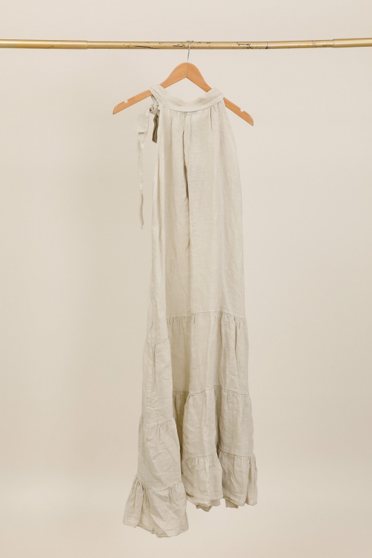 Robes longues Femme Kaki LA MAISON DES FIBRES NATURELLES 72319 ROBE EN LIN SANS MANCHES Efashion Paris