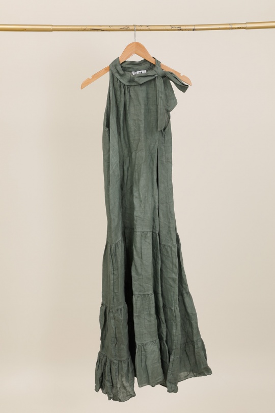 Robes longues Femme Kaki LA MAISON DES FIBRES NATURELLES 72319 ROBE EN LIN SANS MANCHES Efashion Paris