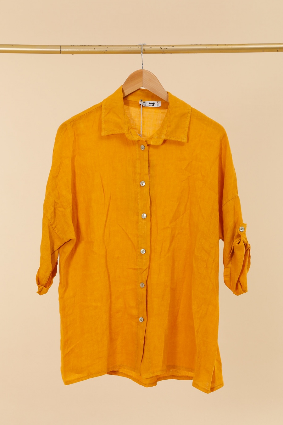 Chemises Femme Moutarde LA MAISON DES FIBRES NATURELLES CHEMISE UNI EN LIN 20090 #c Efashion Paris