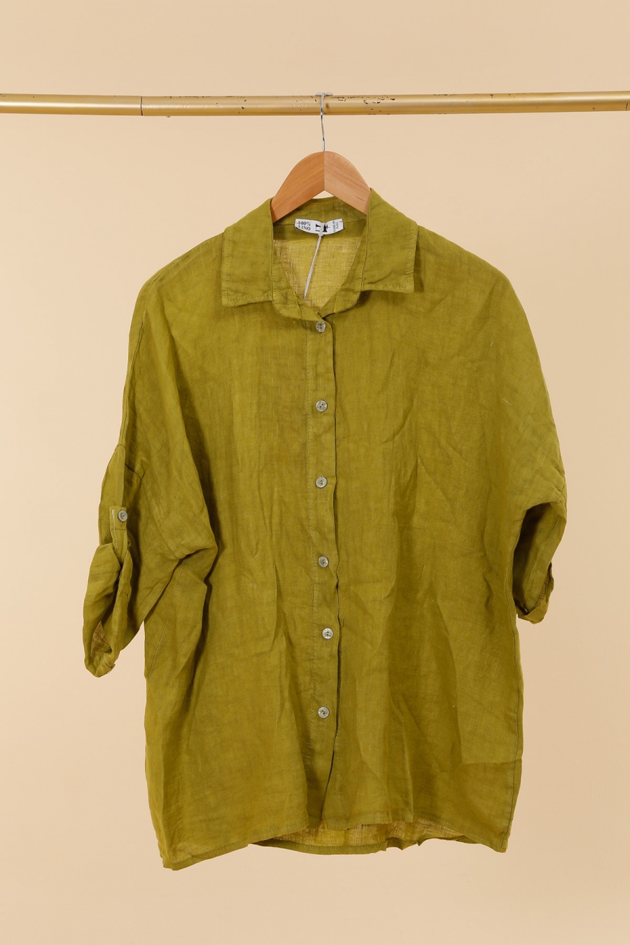 Chemises Femme Vert anis LA MAISON DES FIBRES NATURELLES CHEMISE UNI EN LIN 20090 #c Efashion Paris