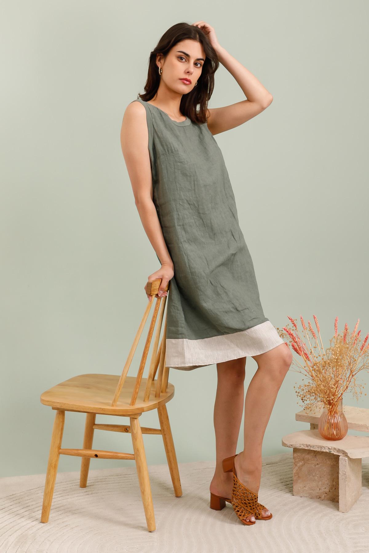 Robes mi-longues Femme Kaki LA MAISON DES FIBRES NATURELLES 27146 #c Efashion Paris