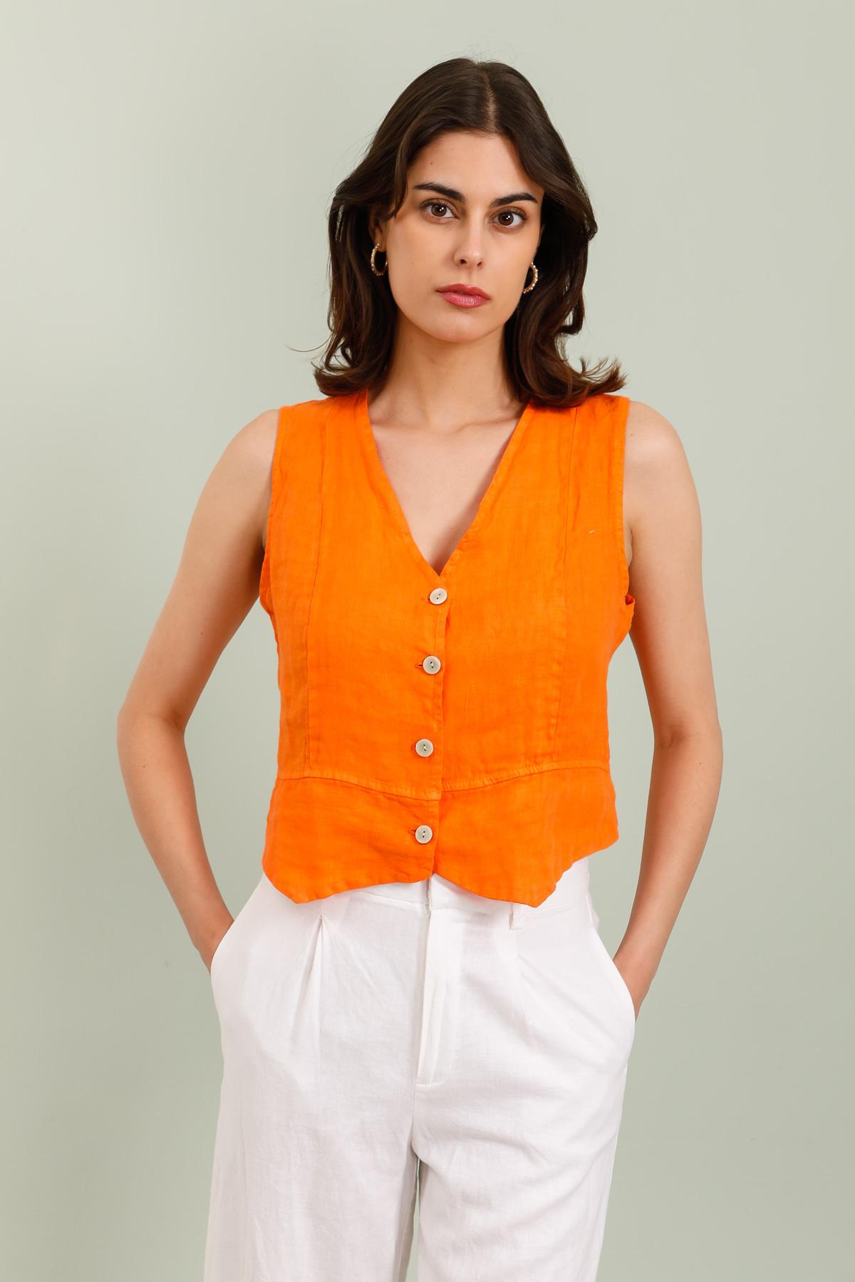 Gilets Femme Orange LA MAISON DES FIBRES NATURELLES 79055 #c Efashion Paris