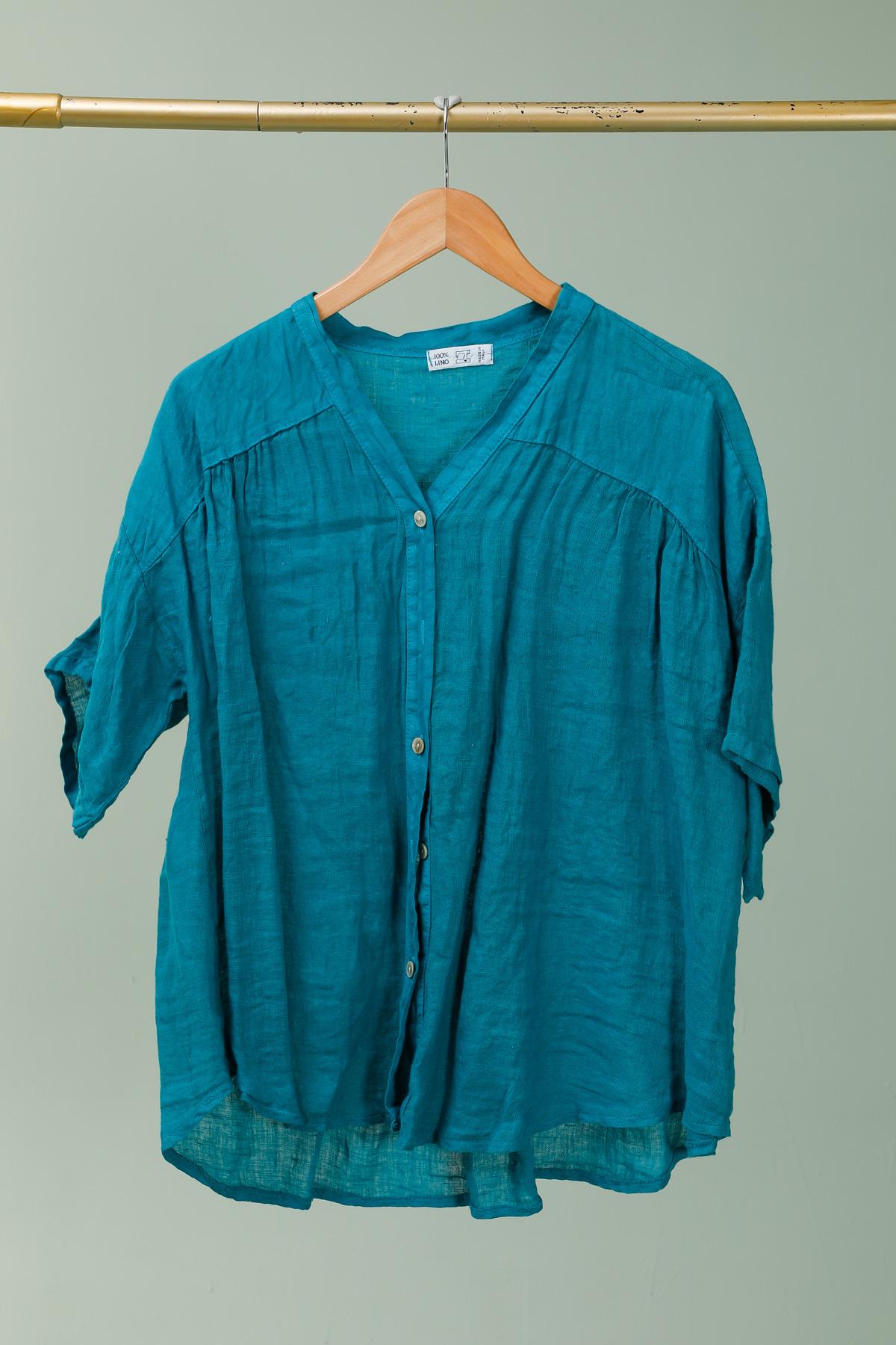Chemises Femme Bleu canard LA MAISON DES FIBRES NATURELLES 8008 #c Efashion Paris